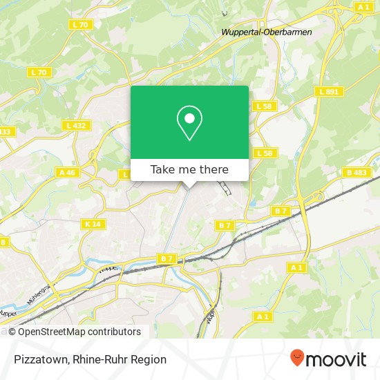 Карта Pizzatown, Wittener Straße 2 Oberbarmen, 42277 Wuppertal