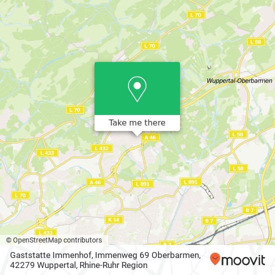 Карта Gaststatte Immenhof, Immenweg 69 Oberbarmen, 42279 Wuppertal