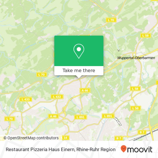 Карта Restaurant Pizzeria Haus Einern, Einern 149 Oberbarmen, 42279 Wuppertal