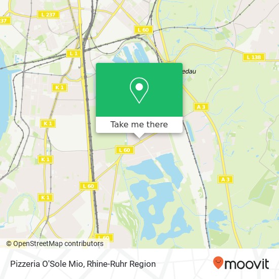 Карта Pizzeria O'Sole Mio, Kalkweg 176 Wedau, 47279 Duisburg