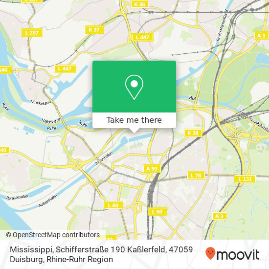 Карта Mississippi, Schifferstraße 190 Kaßlerfeld, 47059 Duisburg