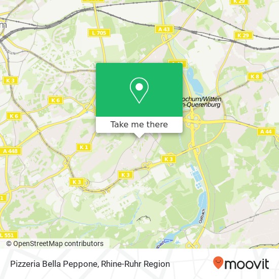 Карта Pizzeria Bella Peppone, Hustadtring 57 Querenburg, 44801 Bochum