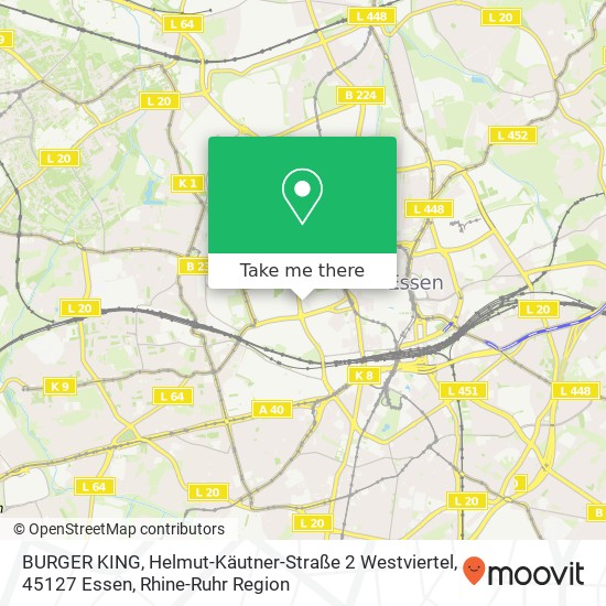 BURGER KING, Helmut-Käutner-Straße 2 Westviertel, 45127 Essen map