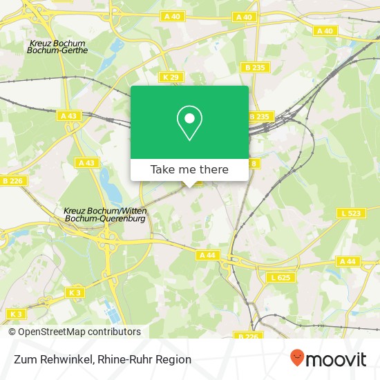 Карта Zum Rehwinkel, Alte Weststraße 15 Langendreer, 44892 Bochum