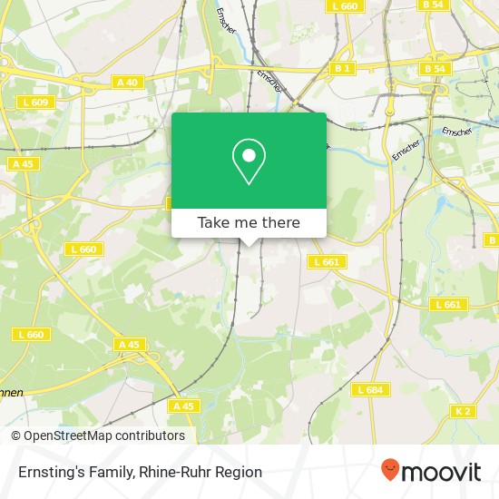 Карта Ernsting's Family, Luisenglück 43 Hombruch, 44225 Dortmund