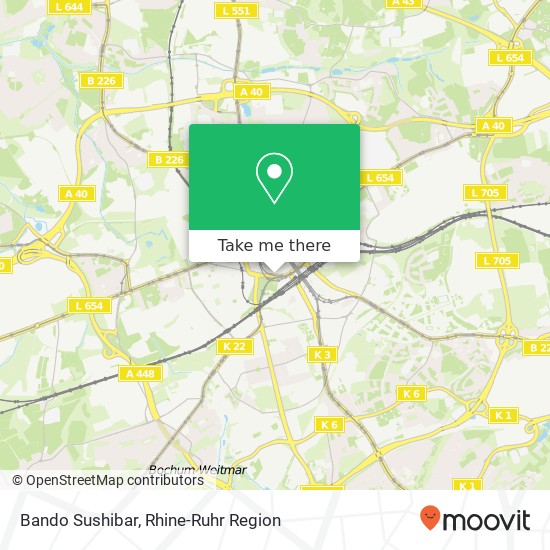 Карта Bando Sushibar, Südring 8 44787 Bochum