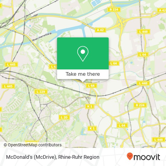 Карта McDonald's (McDrive), Bottroper Straße 301 Bergeborbeck, 45356 Essen