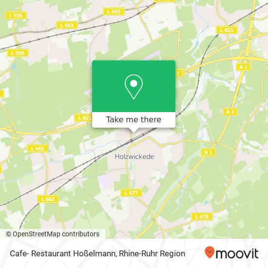 Карта Cafe- Restaurant Hoßelmann, Stehfenstraße 10 59439 Holzwickede