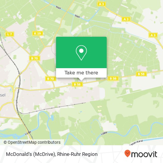 Карта McDonald's (McDrive), Schermbecker Landstraße 119 Obrighoven, 46485 Wesel