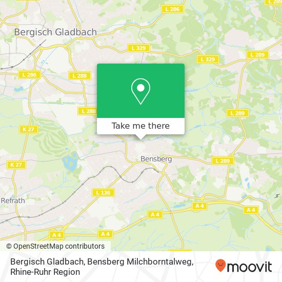 Bergisch Gladbach, Bensberg Milchborntalweg map
