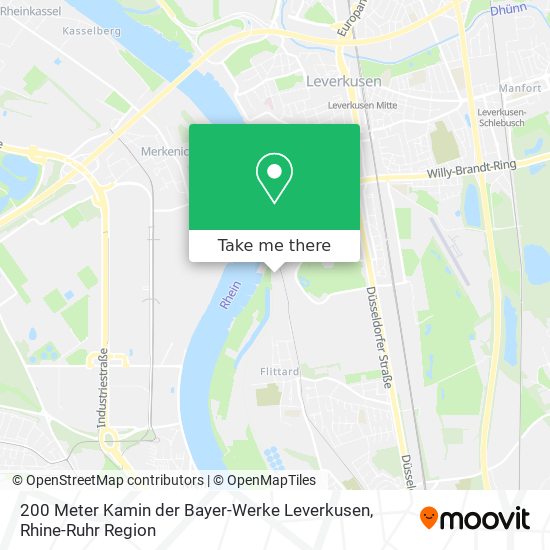 200 Meter Kamin der Bayer-Werke Leverkusen map