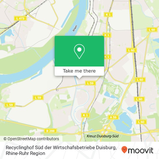 Карта Recyclinghof Süd der Wirtschafsbetriebe Duisburg