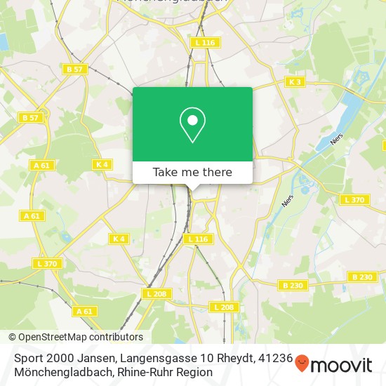Карта Sport 2000 Jansen, Langensgasse 10 Rheydt, 41236 Mönchengladbach