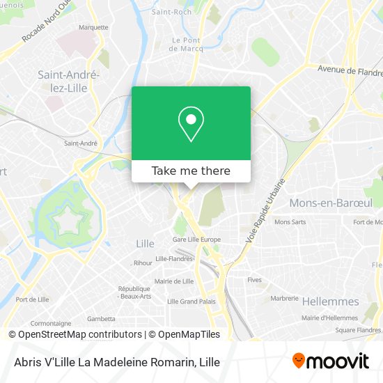Abris V'Lille La Madeleine Romarin map