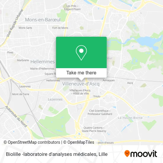 Biolille -laboratoire d'analyses médicales map