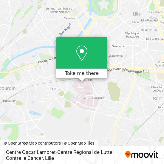 Mapa Centre Oscar Lambret-Centre Régional de Lutte Contre le Cancer