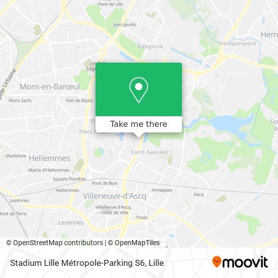 Stadium Lille Métropole-Parking S6 map