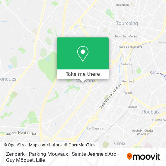 Zenpark - Parking Mouvaux - Sainte Jeanne d'Arc - Guy Môquet map