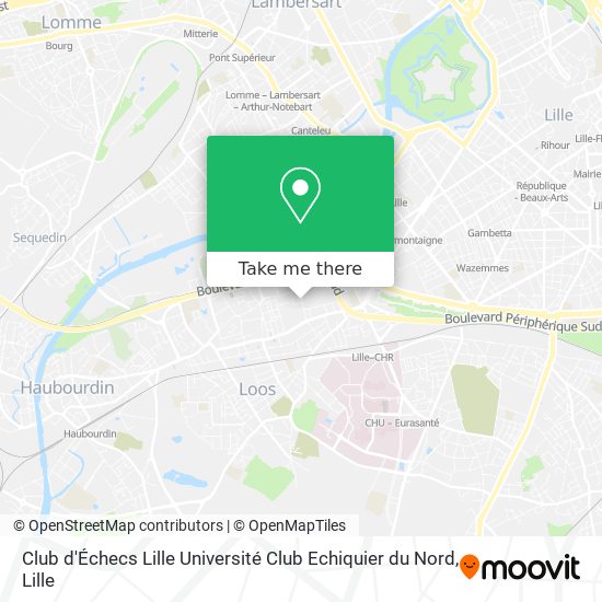 Mapa Club d'Échecs Lille Université Club Echiquier du Nord