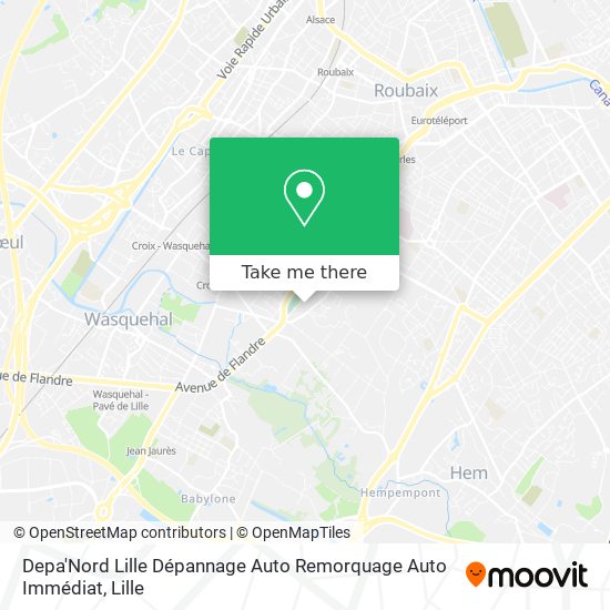 Depa'Nord Lille Dépannage Auto Remorquage Auto Immédiat map