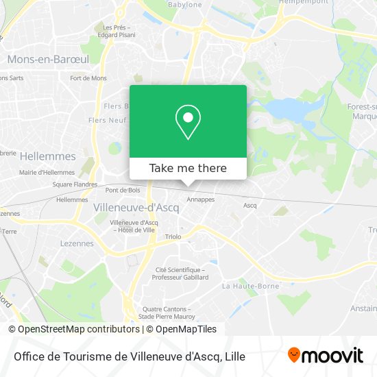 Mapa Office de Tourisme de Villeneuve d'Ascq