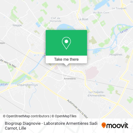 Mapa Biogroup Diagnovie - Laboratoire Armentières Sadi Carnot