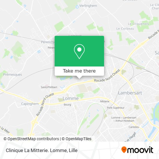 Mapa Clinique La Mitterie. Lomme