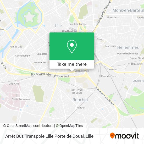 Arrêt Bus Transpole Lille Porte de Douai map