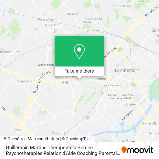 Mapa Guillemain Martine Thérapeute à Bersée Psychothérapies Relation d'Aide Coaching Parental Thérapies