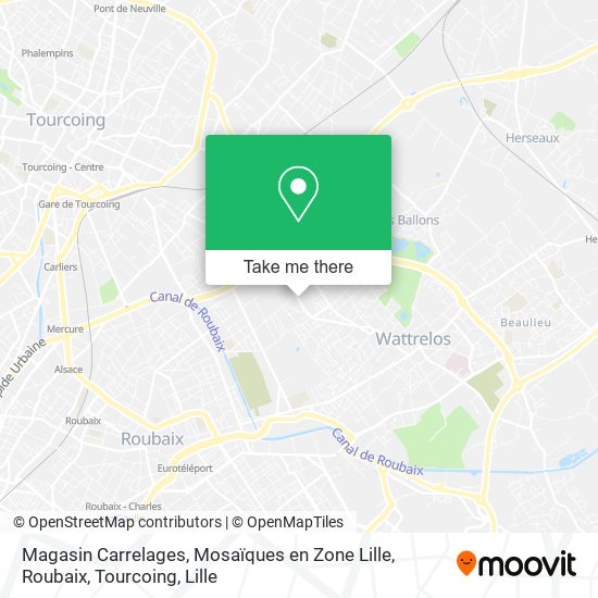 Magasin Carrelages, Mosaïques en Zone Lille, Roubaix, Tourcoing map