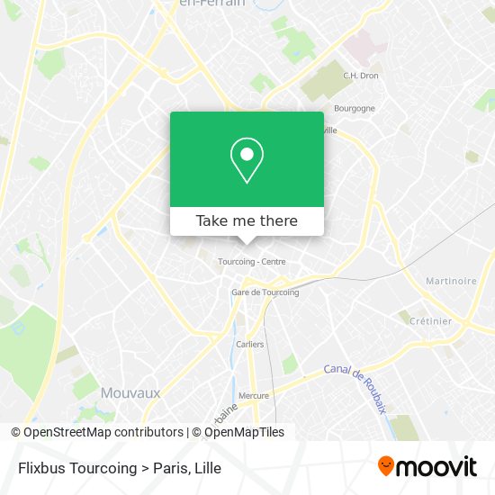 Flixbus Tourcoing > Paris map