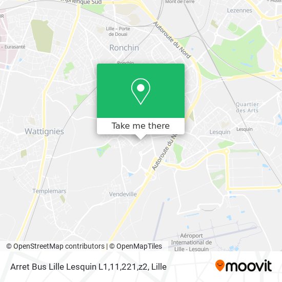 Arret Bus Lille Lesquin L1,11,221,z2 map
