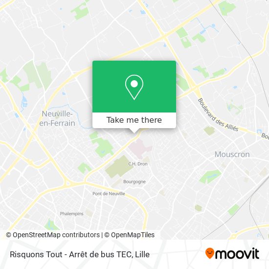 Risquons Tout - Arrêt de bus TEC map