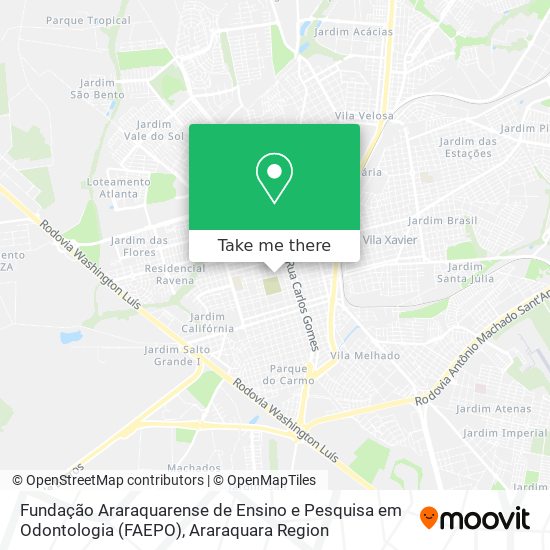 Mapa Fundação Araraquarense de Ensino e Pesquisa em Odontologia (FAEPO)