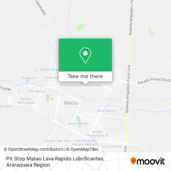 Pit Stop Matao Lava Rapido Lubrificantes map