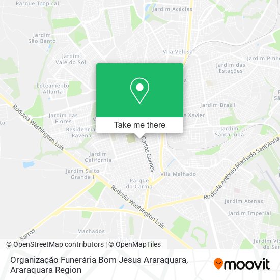 Mapa Organização Funerária Bom Jesus Araraquara