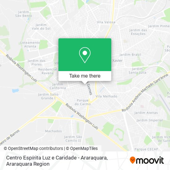 Mapa Centro Espírita Luz e Caridade - Araraquara