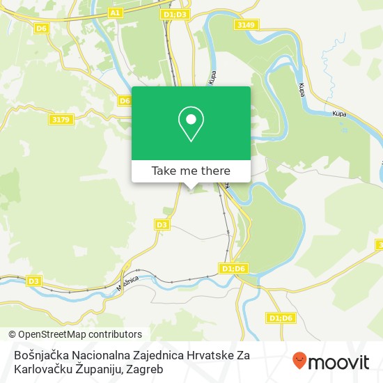 Bošnjačka Nacionalna Zajednica Hrvatske Za Karlovačku Županiju map
