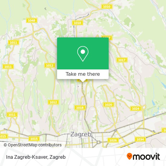 Ina Zagreb-Ksaver map