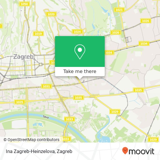 Ina Zagreb-Heinzelova map