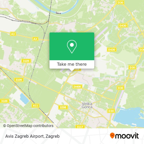 Avis Zagreb Airport map