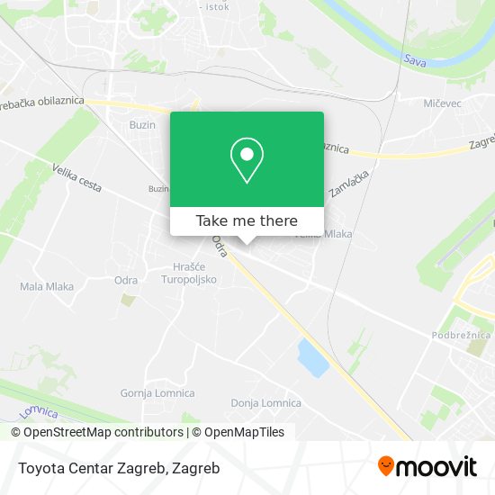 Toyota Centar Zagreb map
