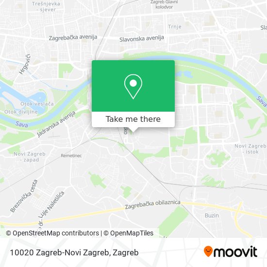 10020 Zagreb-Novi Zagreb map