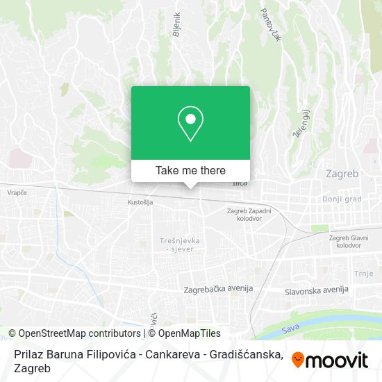 Prilaz Baruna Filipovića - Cankareva - Gradišćanska map