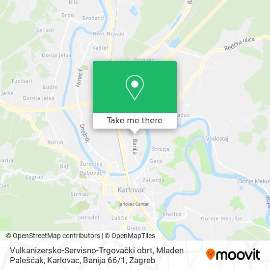 Vulkanizersko-Servisno-Trgovački obrt, Mladen Palešćak, Karlovac, Banija 66 / 1 map