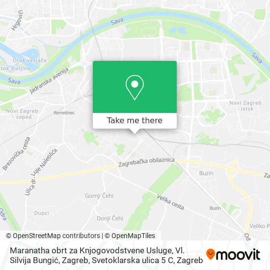 Maranatha obrt za Knjogovodstvene Usluge, Vl. Silvija Bungić, Zagreb, Svetoklarska ulica 5 C map
