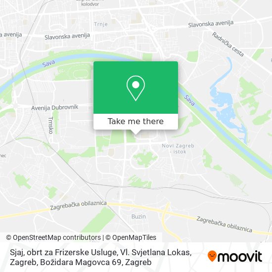 Sjaj, obrt za Frizerske Usluge, Vl. Svjetlana Lokas, Zagreb, Božidara Magovca 69 map