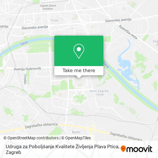 Udruga za Poboljšanje Kvalitete Življenja Plava Ptica map