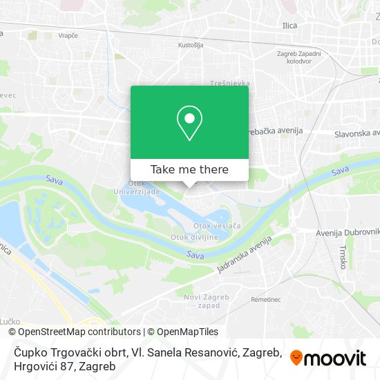 Čupko Trgovački obrt, Vl. Sanela Resanović, Zagreb, Hrgovići 87 map