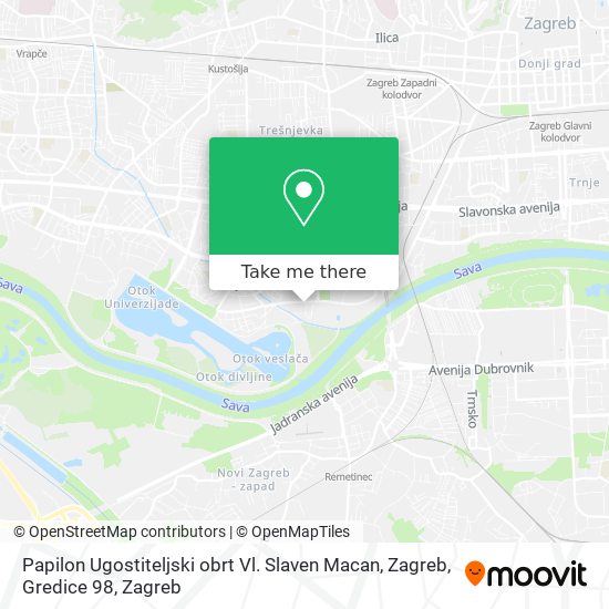 Papilon Ugostiteljski obrt Vl. Slaven Macan, Zagreb, Gredice 98 map